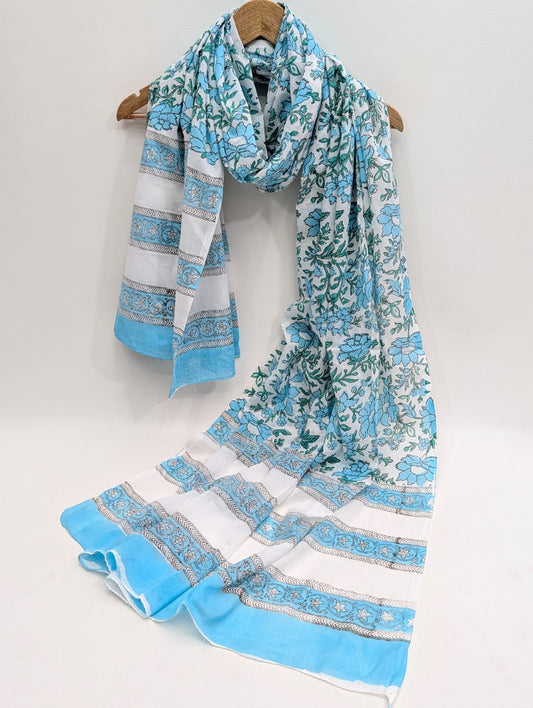 Cotton Dupatta in Sanganeri Block Print