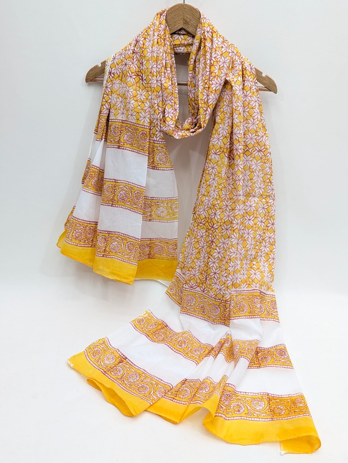 Cotton Dupatta in Sanganeri Block Print