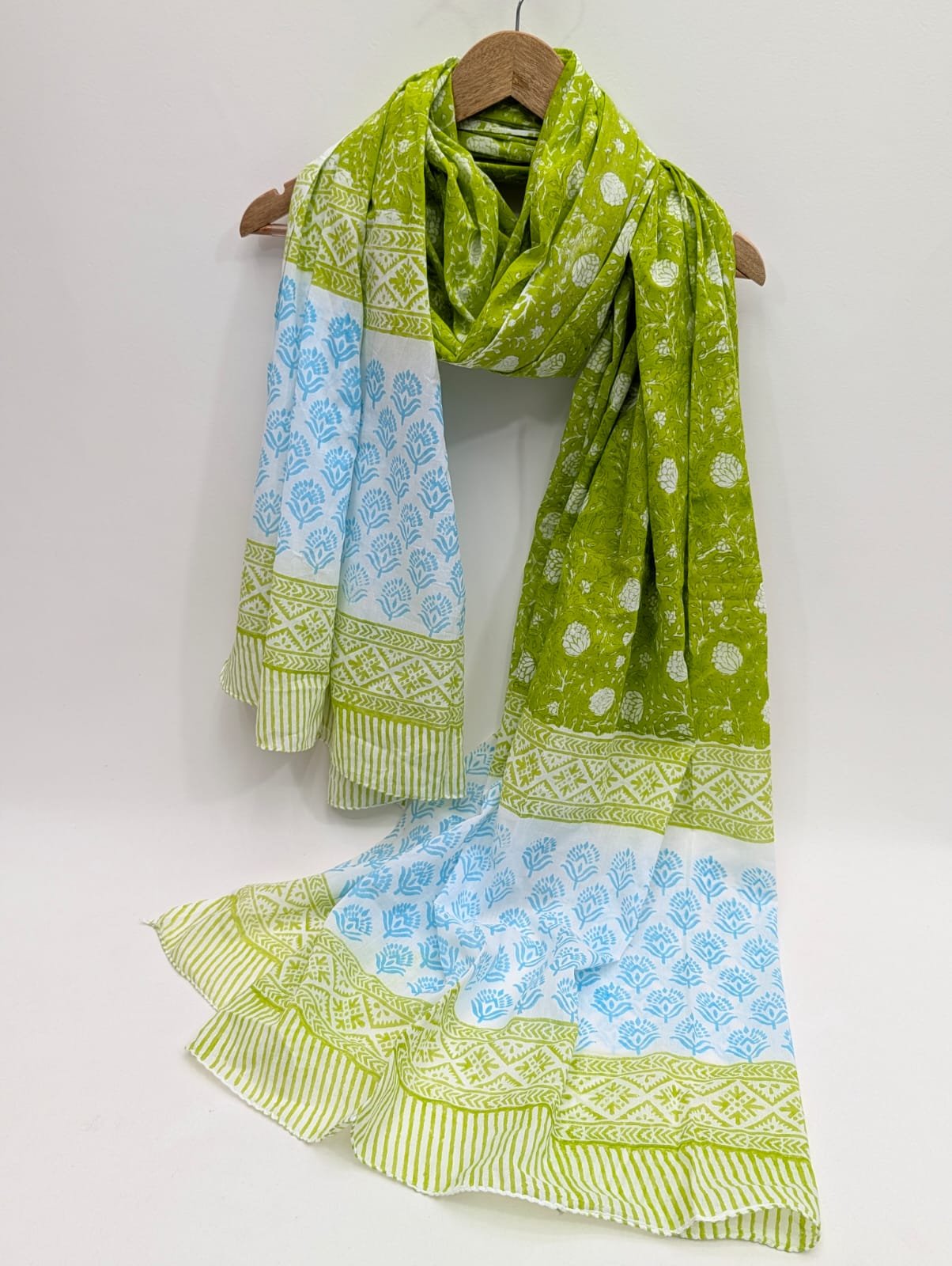 Cotton Dupatta in Sanganeri Block Print