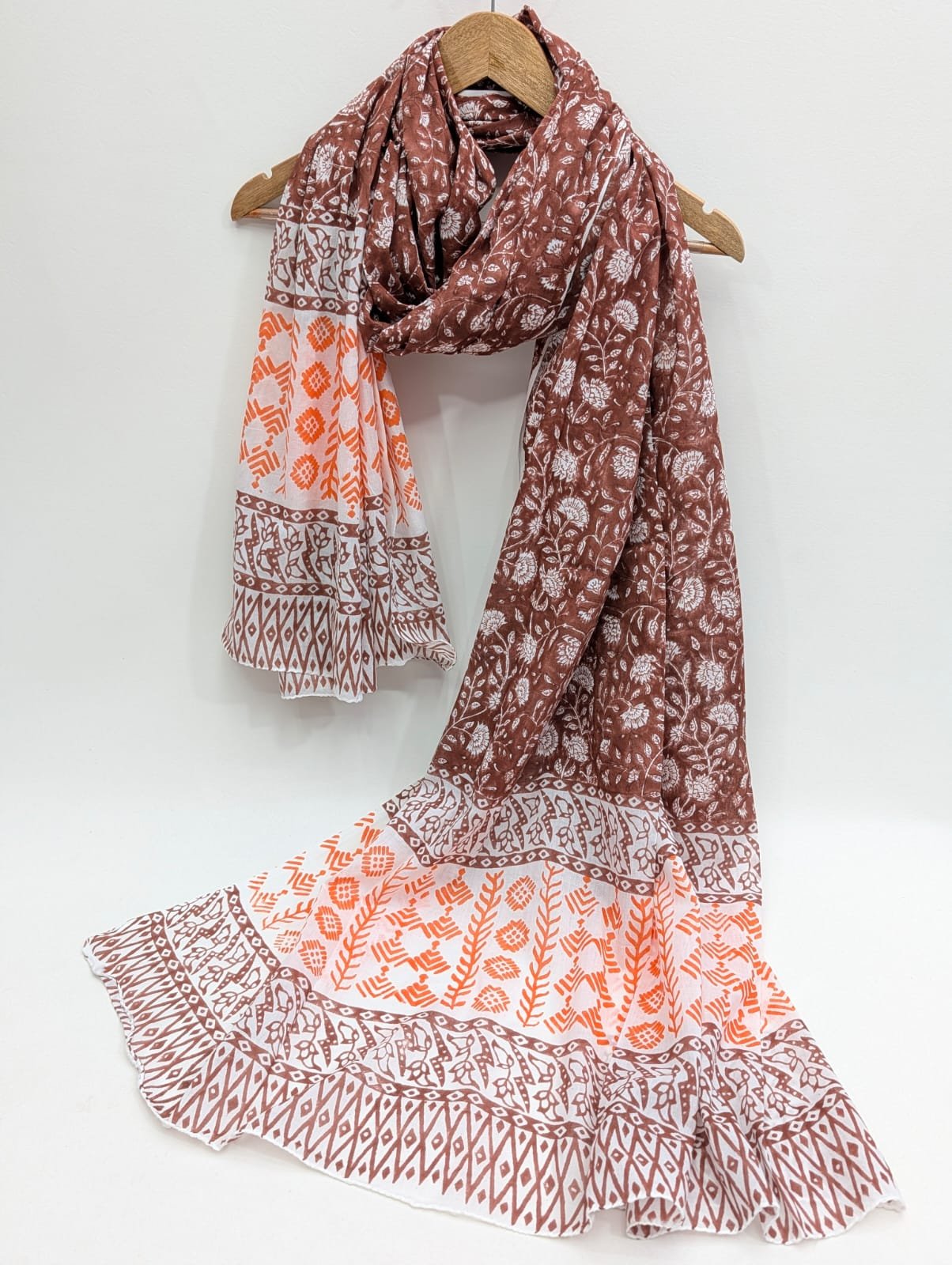Cotton Dupatta in Sanganeri Block Print
