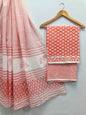 Hand Block Cotton Salwar Suit Set with Cotton Dupatta  - TSPSMTPA2