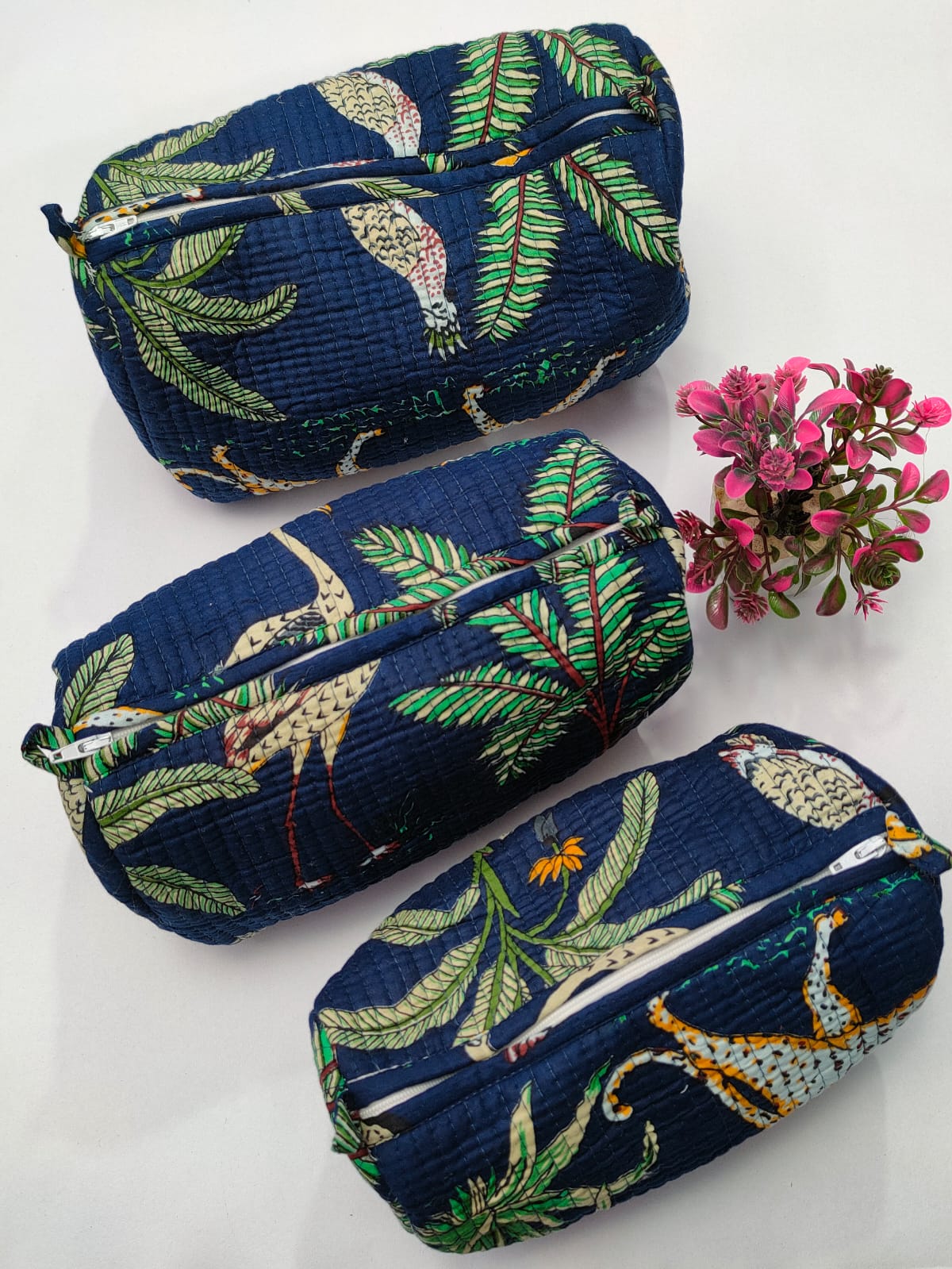 Set of 3 Pouches With A Waterproof Lining, Perfect For Cosmetics