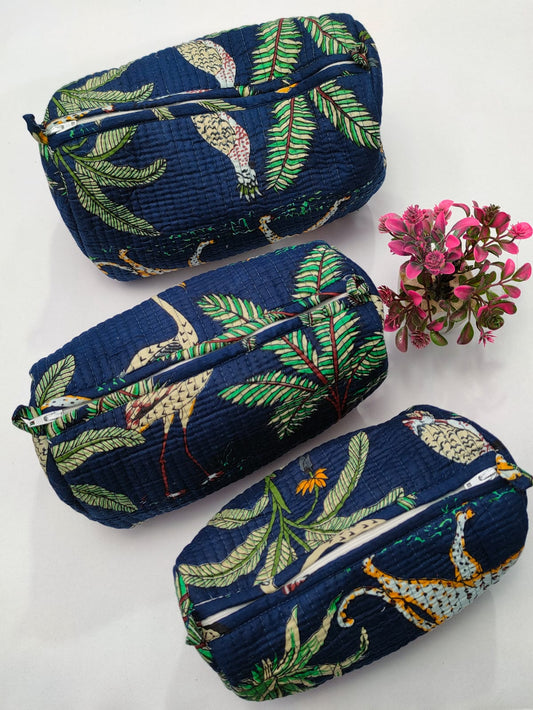 Set of 3 Pouches With A Waterproof Lining, Perfect For Cosmetics
