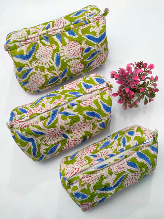 Set of 3 Pouches With A Waterproof Lining, Perfect For Cosmetics