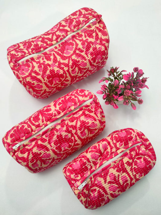 Set of 3 Pouches With A Waterproof Lining, Perfect For Cosmetics