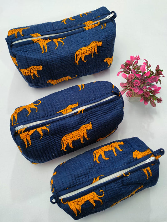 Set of 3 Pouches With A Waterproof Lining, Perfect For Cosmetics