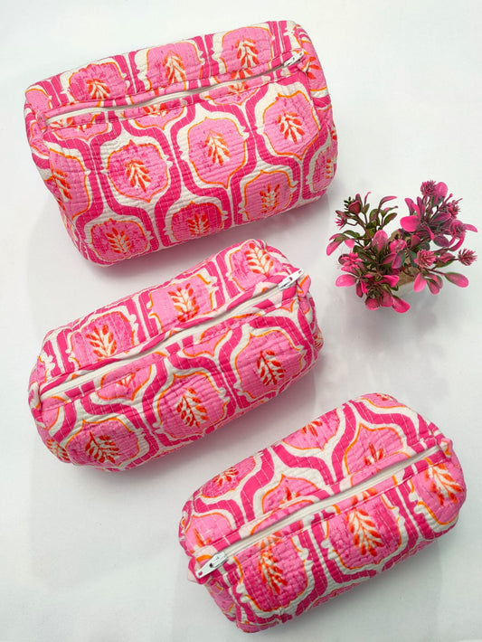 Set of 3 Pouches With A Waterproof Lining, Perfect For Cosmetics