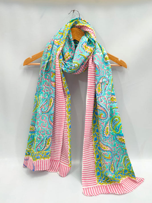 2 meter cotton Stole Dupatta Hand block printed