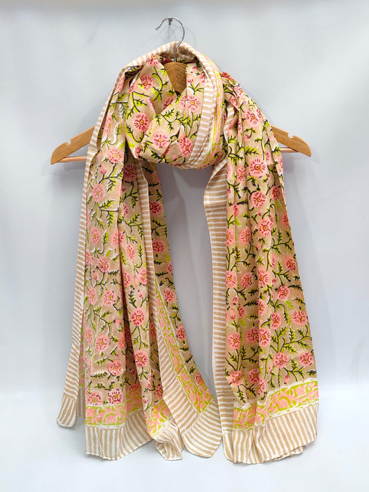 2 meter cotton Stole Dupatta Hand block printed