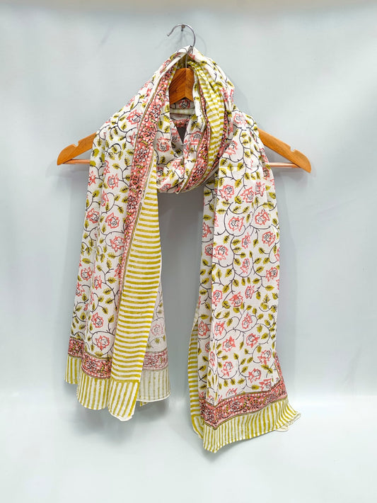 2 meter cotton Stole Dupatta Hand block printed