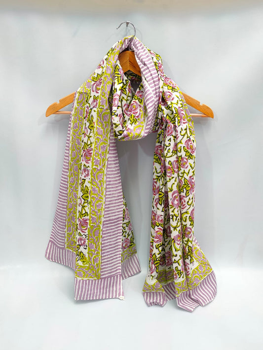 2 meter cotton Stole Dupatta Hand block printed