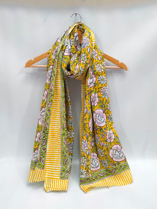 2 meter cotton Stole Dupatta Hand block printed