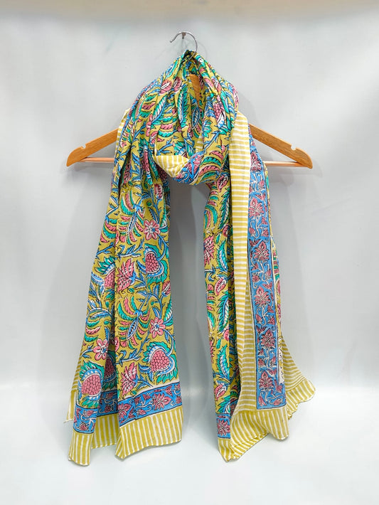 2 meter cotton Stole Dupatta Hand block printed