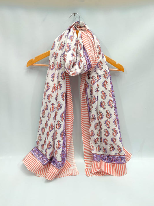 2 meter cotton Stole Dupatta Hand block printed