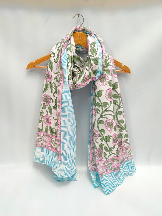 2 meter cotton Stole Dupatta Hand block printed