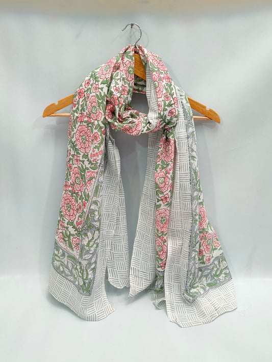 2 meter cotton Stole Dupatta Hand block printed
