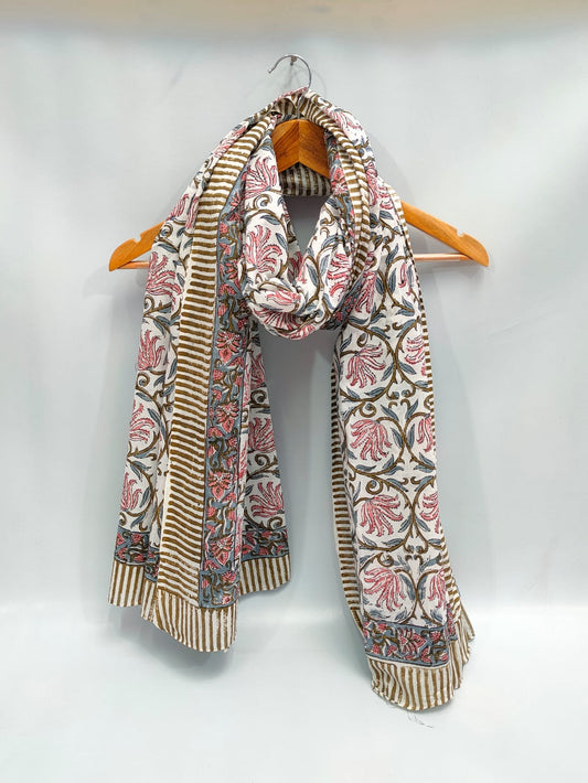 2 meter cotton Stole Dupatta Hand block printed