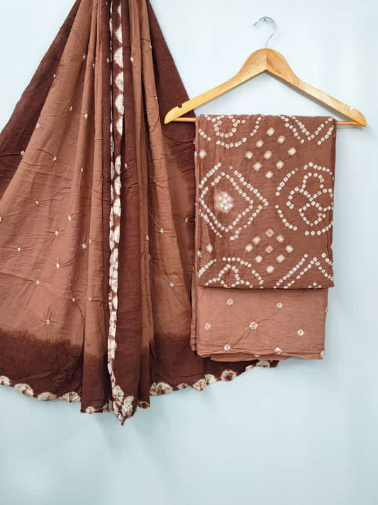 Best quality Bandhani Cotton Suit Set with Cotton Dupatta  - TSPSMBD2