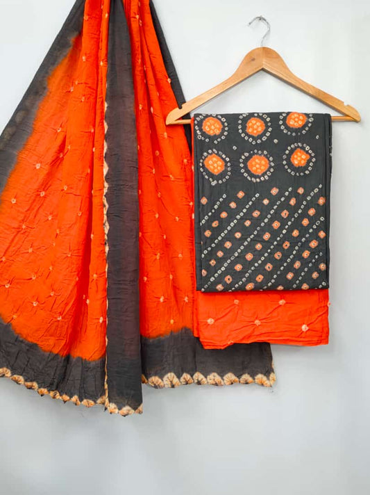 Best quality Bandhani Cotton Suit Set with Cotton Dupatta  - TSPSMBD4