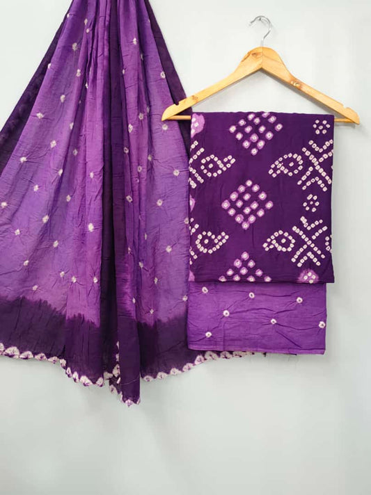 Best quality Bandhani Cotton Suit Set with Cotton Dupatta  - TSPSMBD6