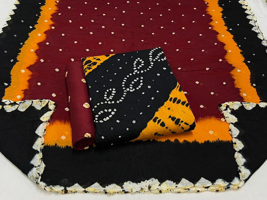 Best quality Bandhani Cotton Suit Set with Cotton Dupatta