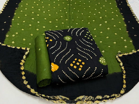 Best quality Bandhani Cotton Suit Set with Cotton Dupatta