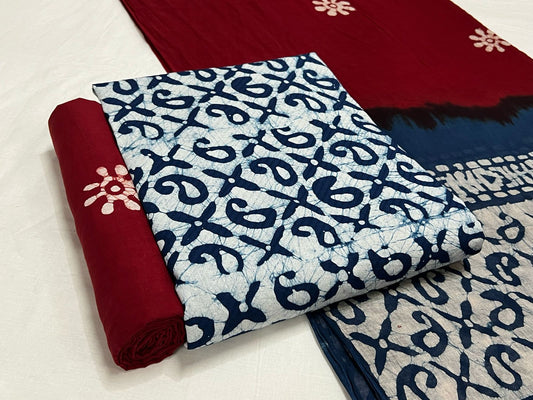 Batik Cotton Suit Set with Cotton Dupatta