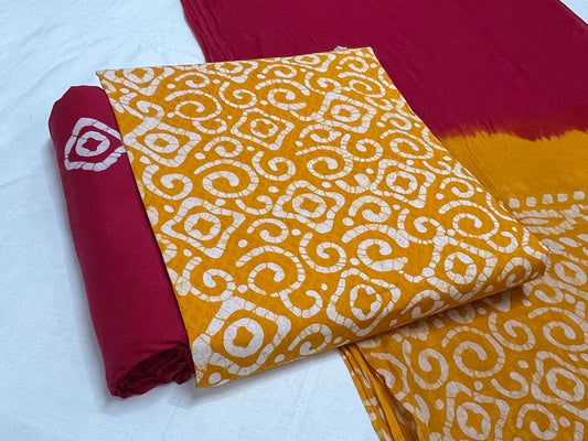 Batik Cotton Suit Set with Cotton Dupatta