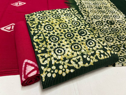 Batik Cotton Suit Set with Cotton Dupatta