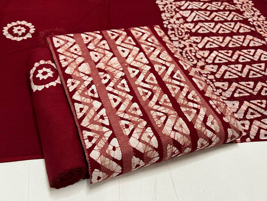 Batik Cotton Suit Set with Cotton Dupatta