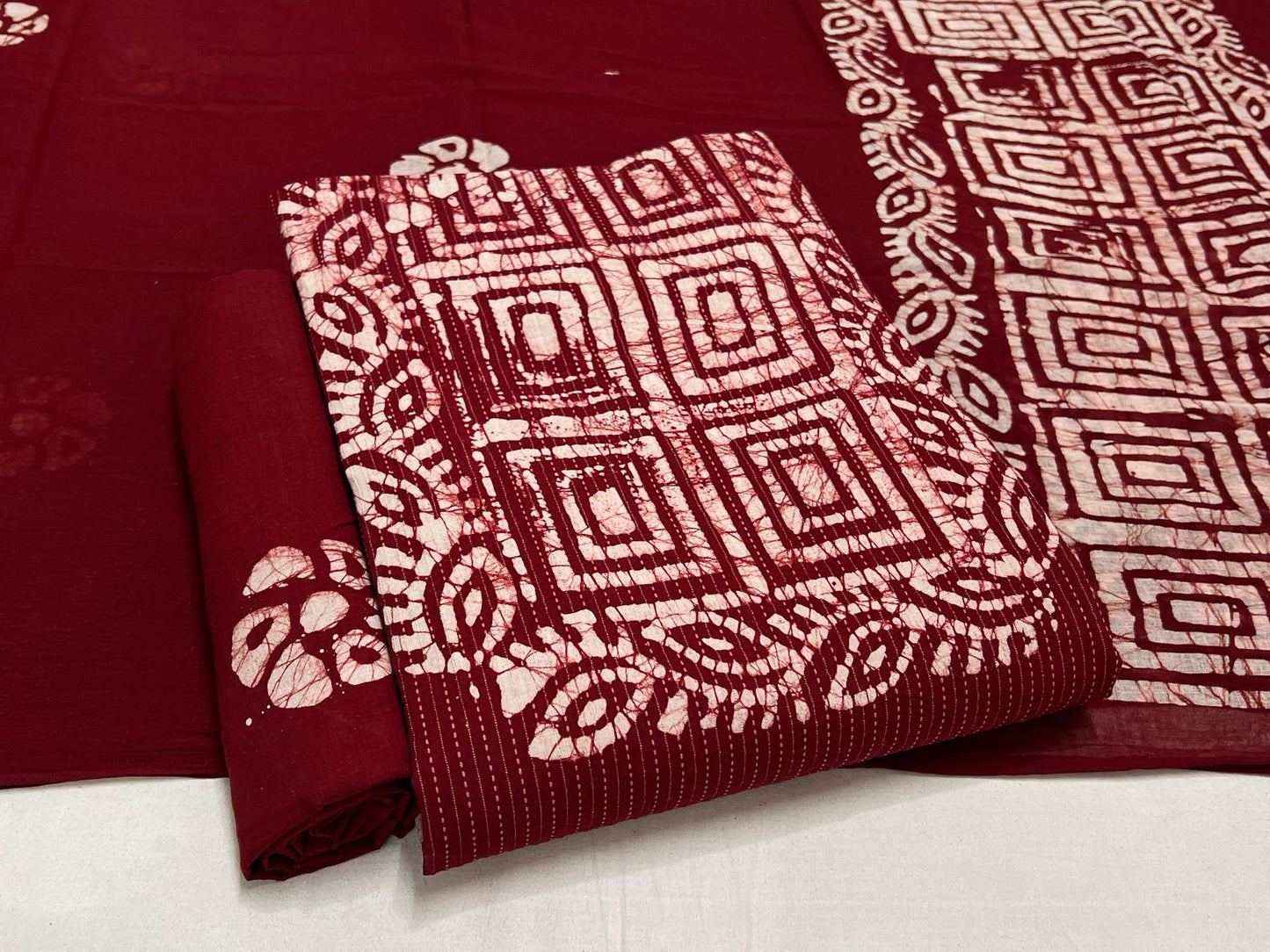 Batik Cotton Suit Set with Cotton Dupatta