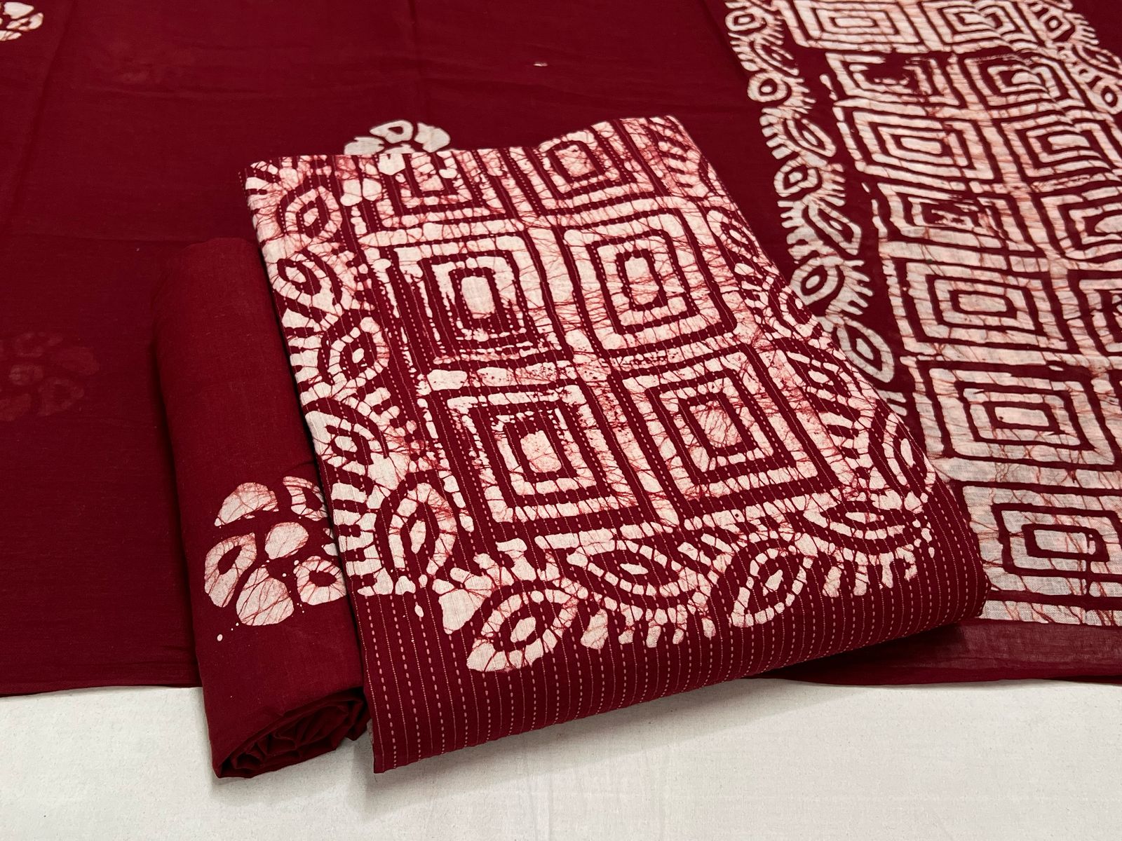 Batik Cotton Suit Set with Cotton Dupatta