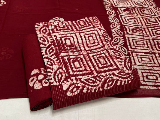 Batik Cotton Suit Set with Cotton Dupatta