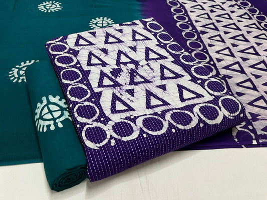 Batik Cotton Suit Set with Cotton Dupatta