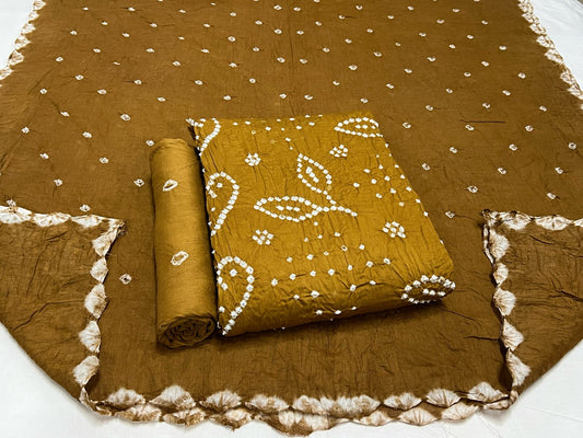 Best quality Bandhani Cotton Suit Set with Cotton Dupatta