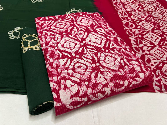 Batik Cotton Suit Set with Cotton Dupatta