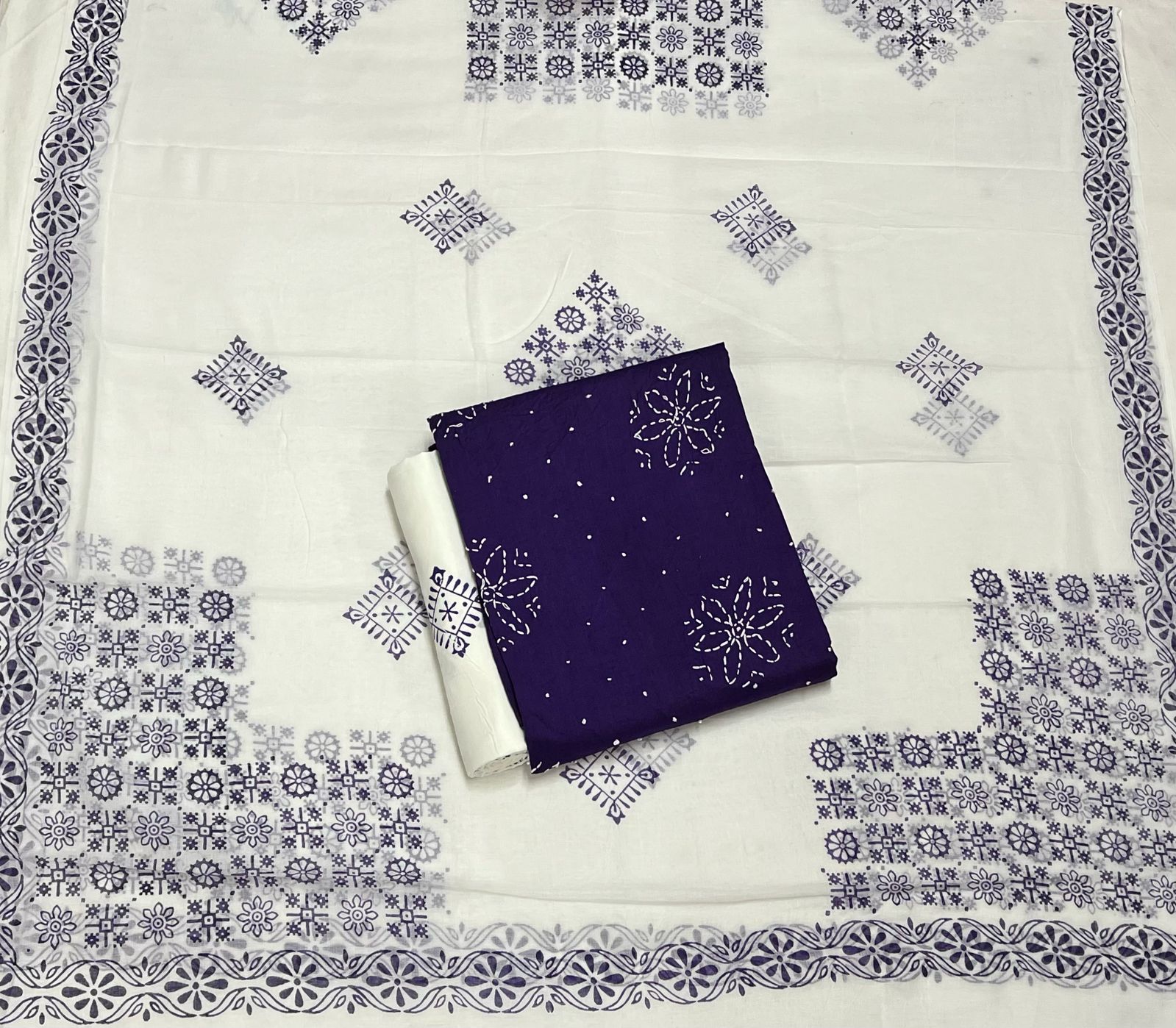 Hand Work Cotton Suit Set with Cotton Dupatta