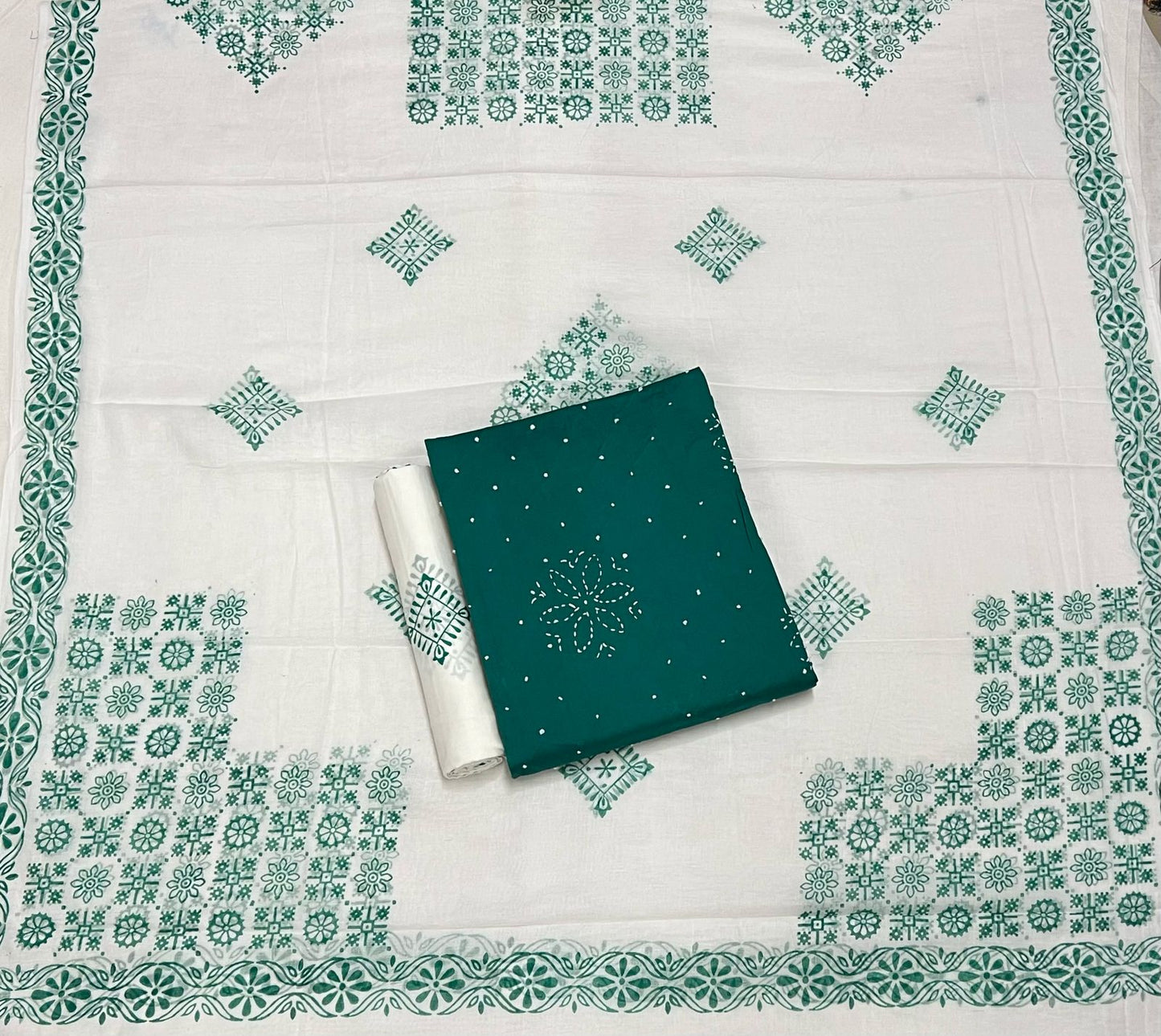 Hand Work Cotton Suit Set with Cotton Dupatta