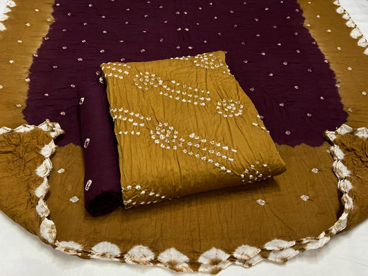Best quality Bandhani Cotton Suit Set with Cotton Dupatta