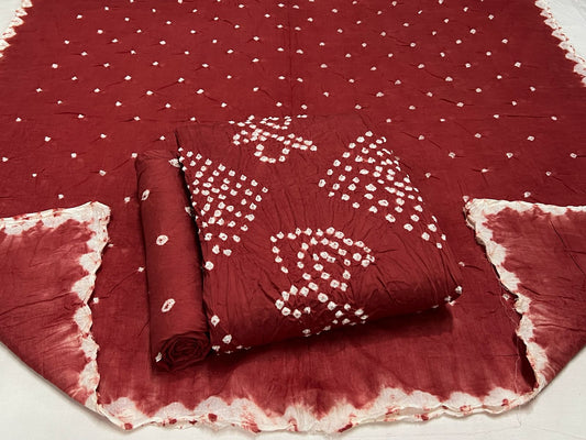 Best quality Bandhani Cotton Suit Set with Cotton Dupatta