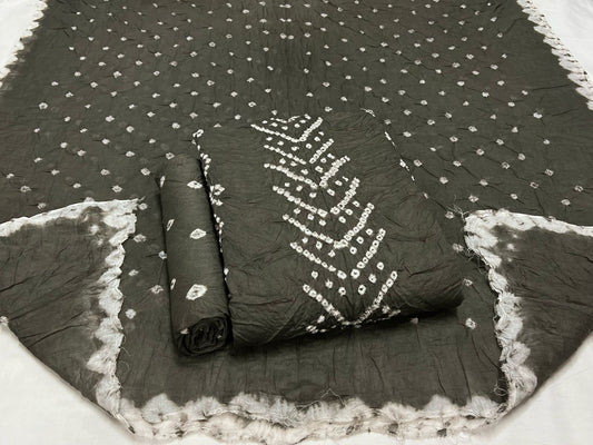 Best quality Bandhani Cotton Suit Set with Cotton Dupatta