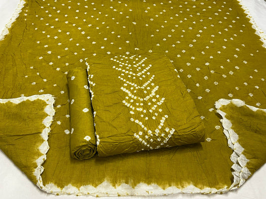 Best quality Bandhani Cotton Suit Set with Cotton Dupatta