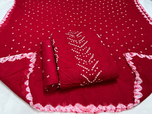 Best quality Bandhani Cotton Suit Set with Cotton Dupatta