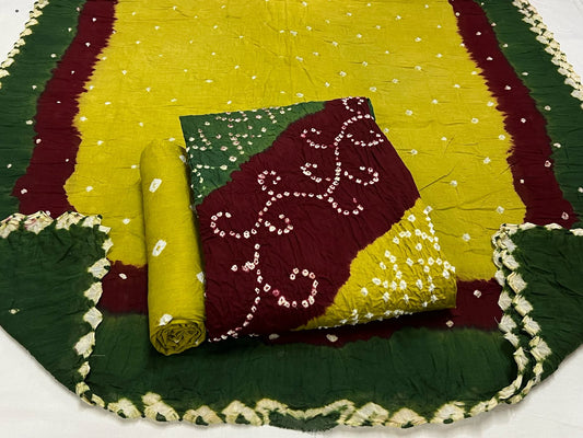 Best quality Bandhani Cotton Suit Set with Cotton Dupatta
