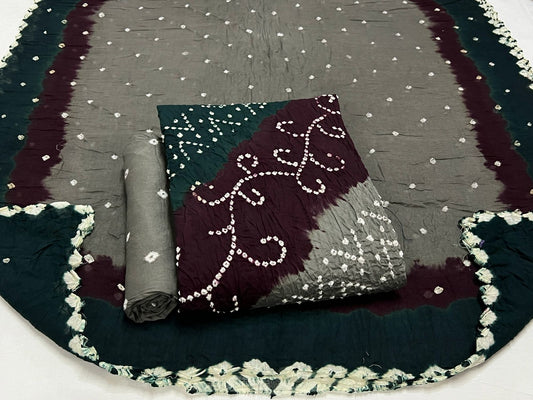 Best quality Bandhani Cotton Suit Set with Cotton Dupatta