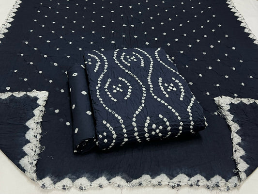 Best quality Bandhani Cotton Suit Set with Cotton Dupatta