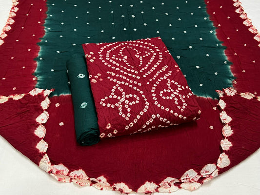 Best quality Bandhani Cotton Suit Set with Cotton Dupatta