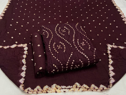 Best quality Bandhani Cotton Suit Set with Cotton Dupatta