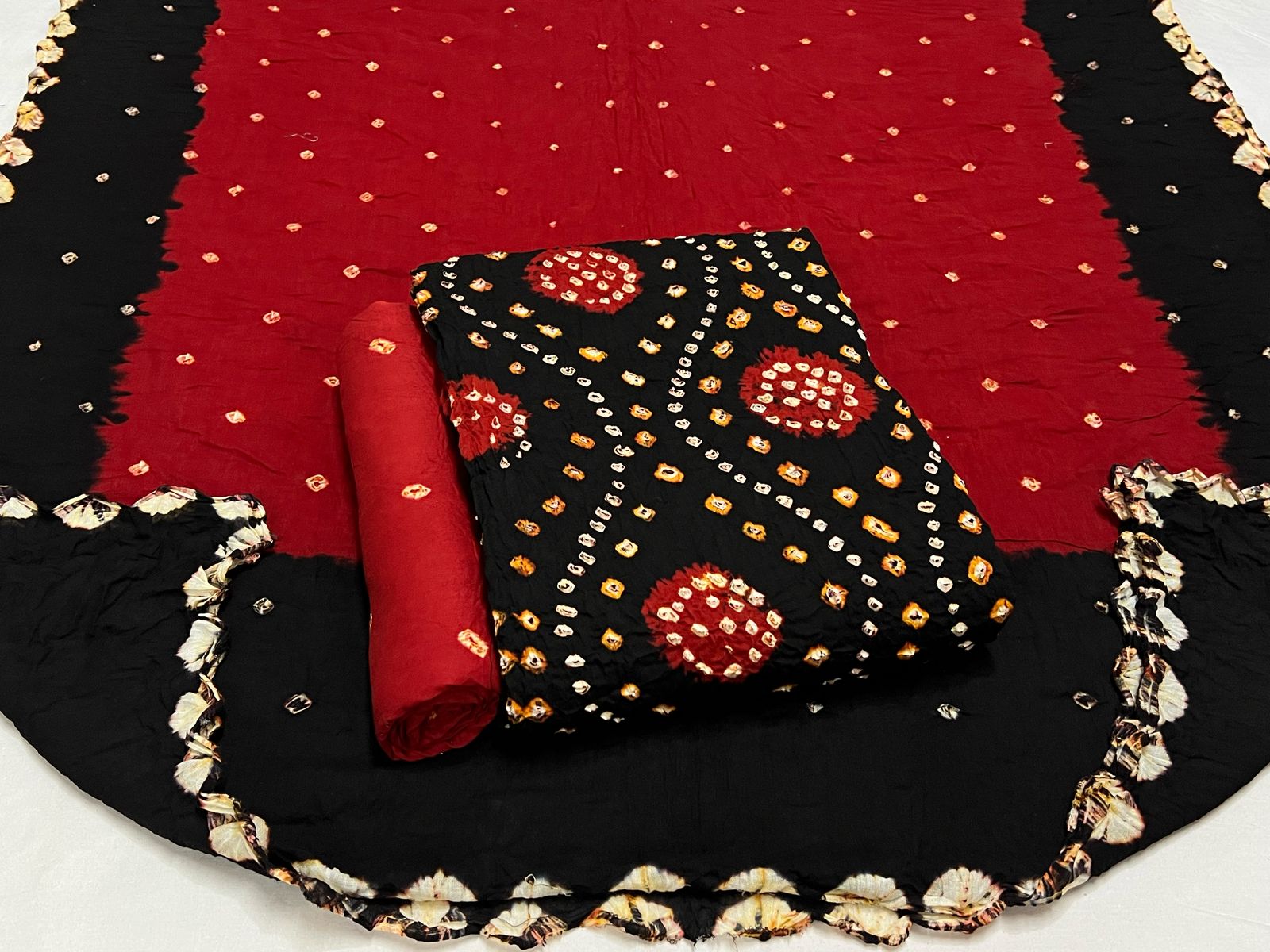 Best quality Bandhani Cotton Suit Set with Cotton Dupatta
