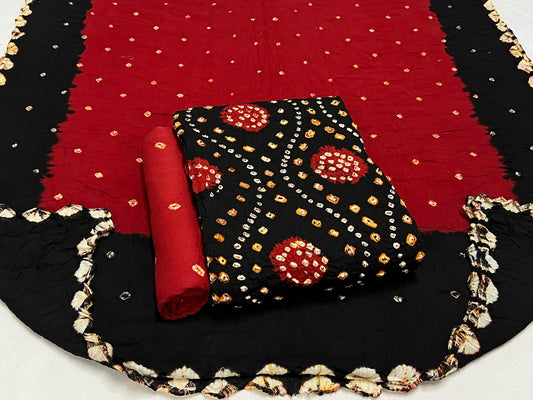 Best quality Bandhani Cotton Suit Set with Cotton Dupatta
